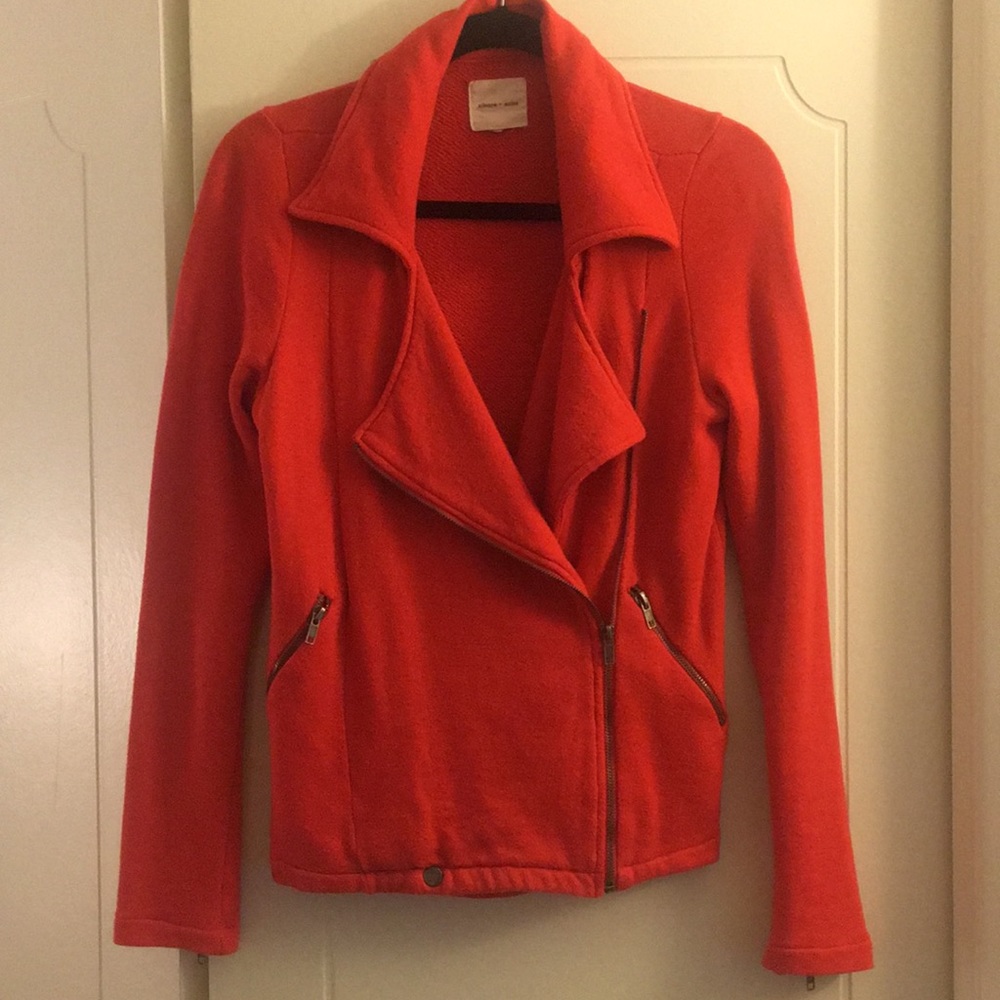 Silence + Noise red/orange moto jacket